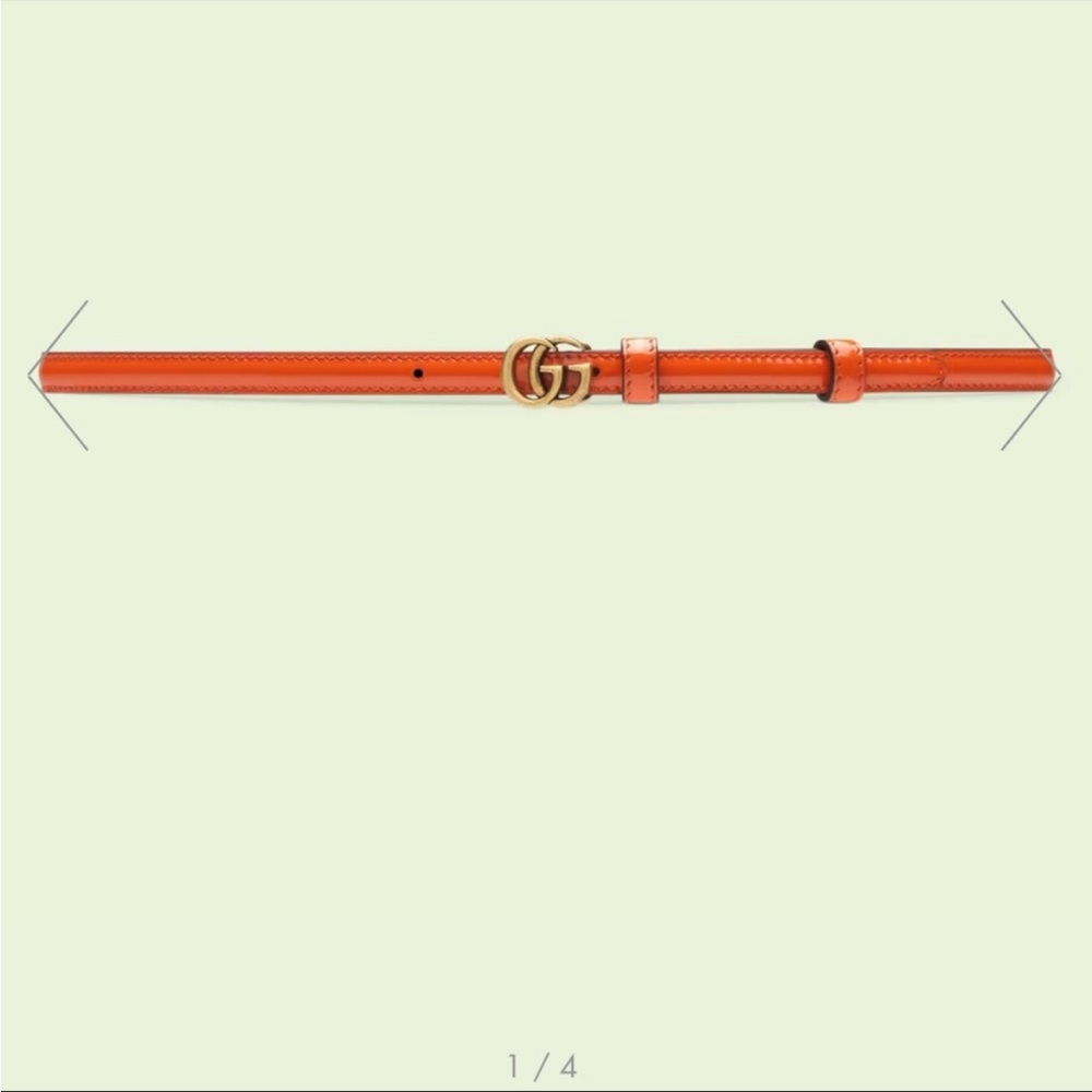 Gucci orange thin belt nramd new with tags and pouch  size 85. - Picture 2 of 2